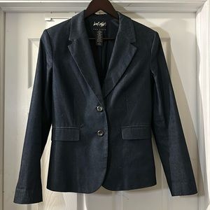 Lord & Taylor Ladies Sz 8 lined blazer in dark navy denim-look